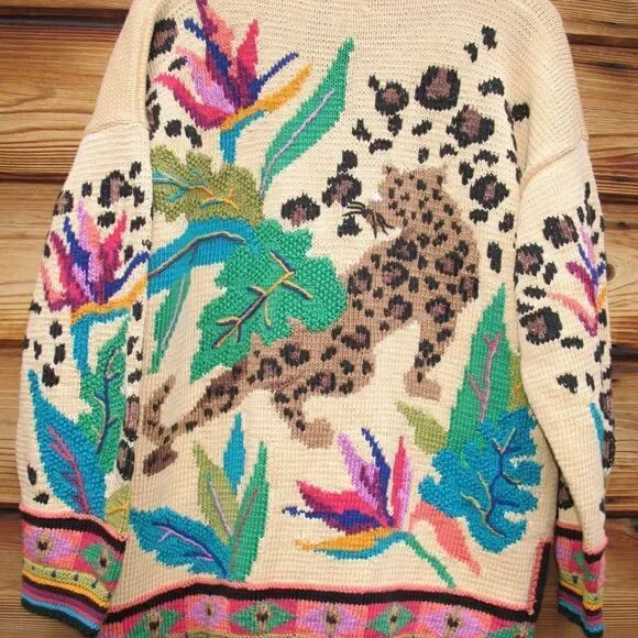 Vintage 90's Hand Knit Berek Pima Cotton Cardigan Sweater - Picture 9 of 12